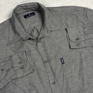 Ermenegildo Zegna XL Button Down Shirt Mens Grey Micro Check Cotton Long Sleeve